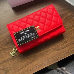 CHANEL Pink Dust Bag with Black Logo